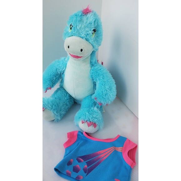 BAB Build a Bear Workshop Dinosaur TURQUOISE Pink Blue STEGOSAURUS 18” Plush Toy - Picture 10 of 12